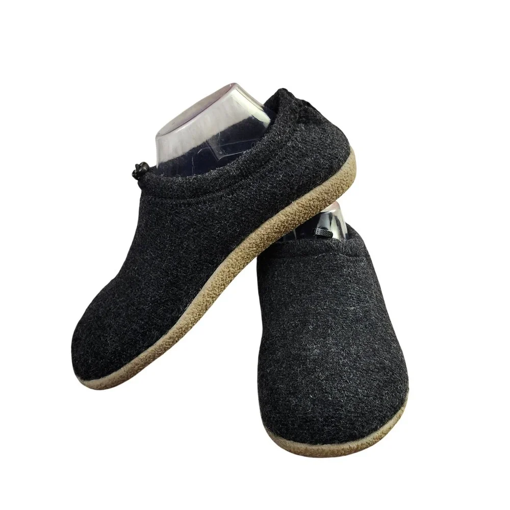 Haflinger Guido Black‎ boiled wool slip-on loafers elastic drawstring M9 L11
